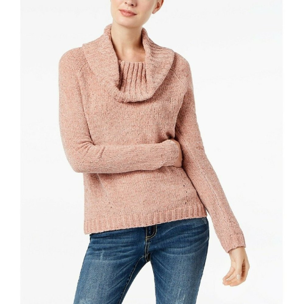 INC L Rose Pink Shimmer Chenille Sweater NWT CO46
